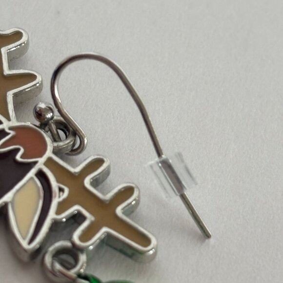 Reindeer Earrings With Jingle Bells Holiday Jewelry Christmas Red Nose Rudolph - Picture 7 of 9